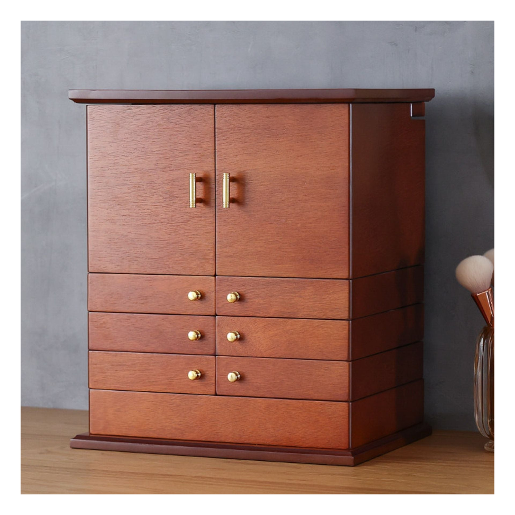 GZJSLOVE Large Four-Drawer Jewelry Cabinet with Earring Racks - product on white background