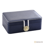 GZJSLOVE Two-Layer PU Leather Jewelry Box - blue closed view on white