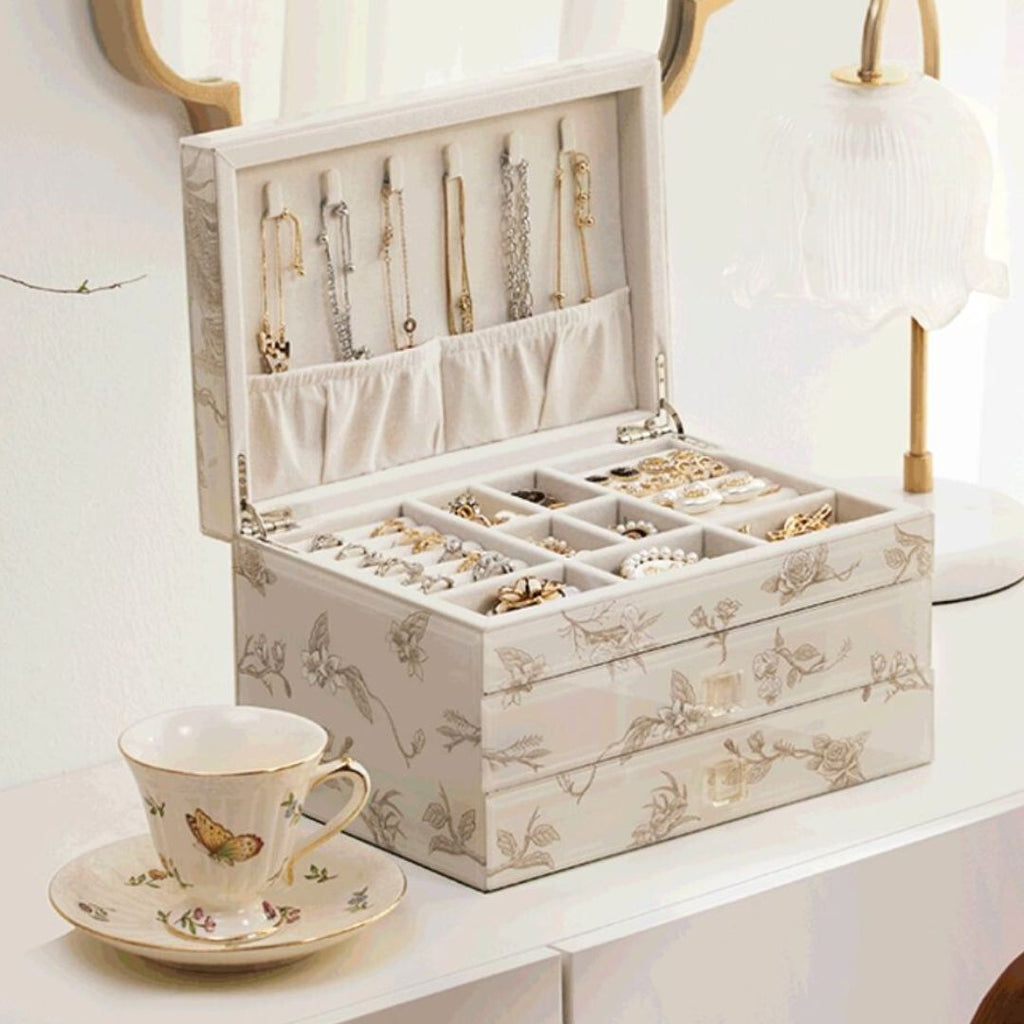 GZJSLOVE Deer-Print Glass-Lid Jewelry Box - detail view 1