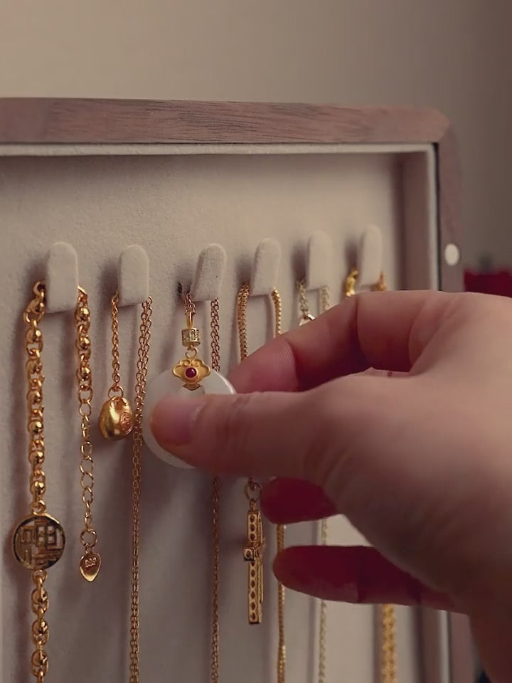 GZJSLOVE Embroidered Five-Drawer Walnut Jewelry Cabinet - detail view 1