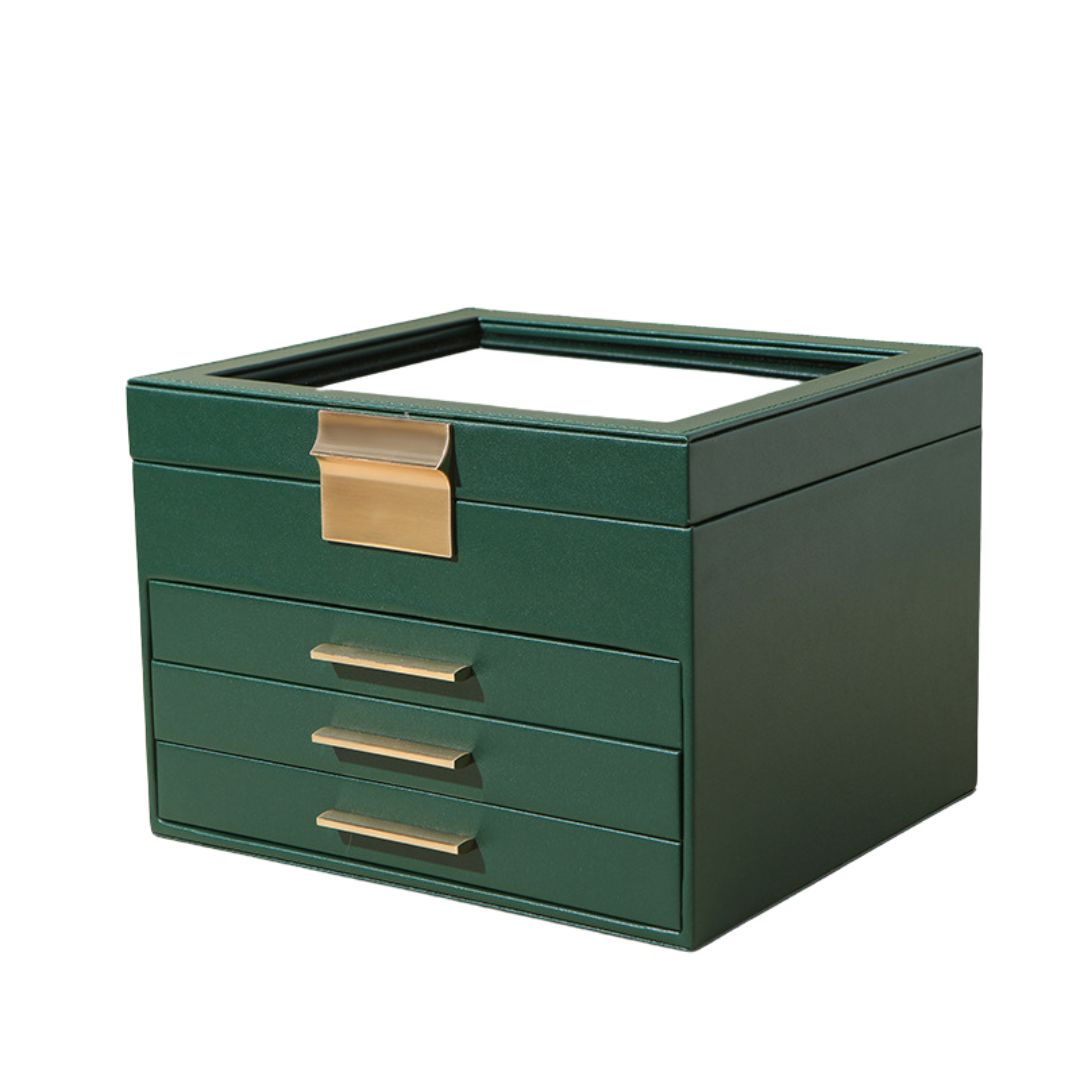 GZJSLOVE Four-Tier Three-Drawer PU Leather Jewelry Box - detail view 1
