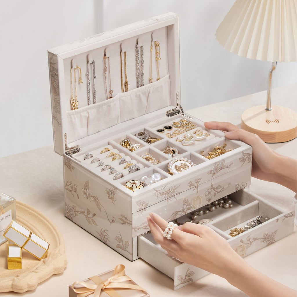 GZJSLOVE Deer-Print Glass-Lid Jewelry Box - detail view 2