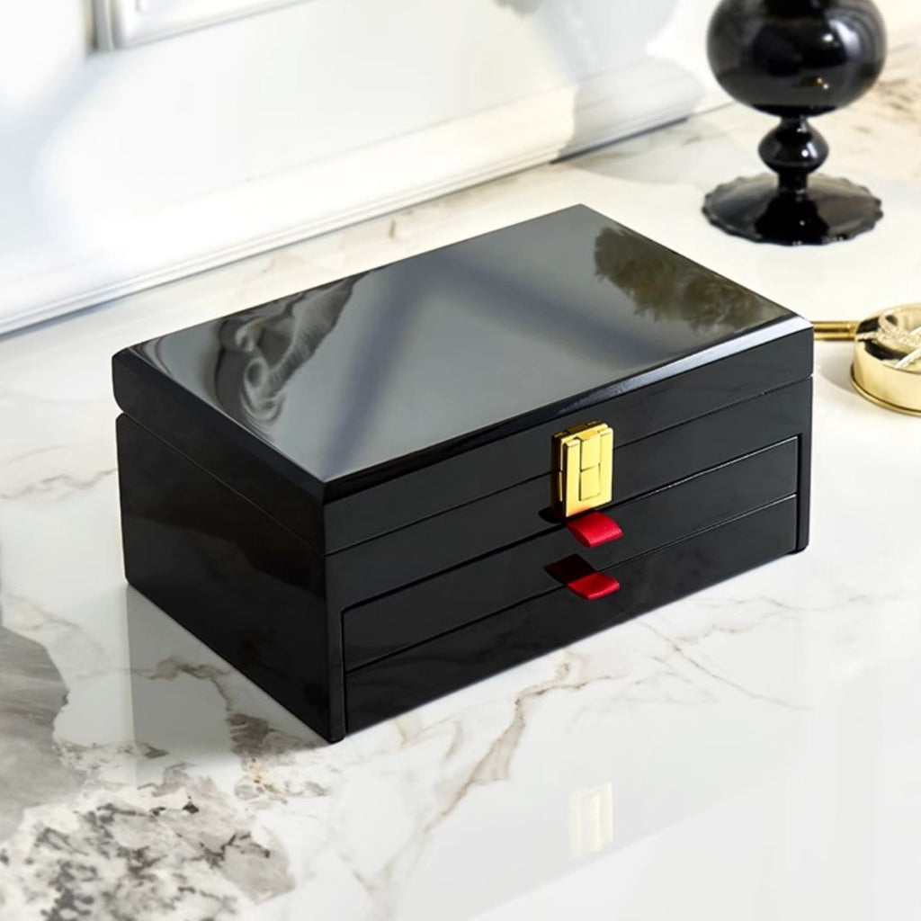 GZJSLOVE High-Gloss Two-Drawer Jewelry Box with Mirror - detail view 2