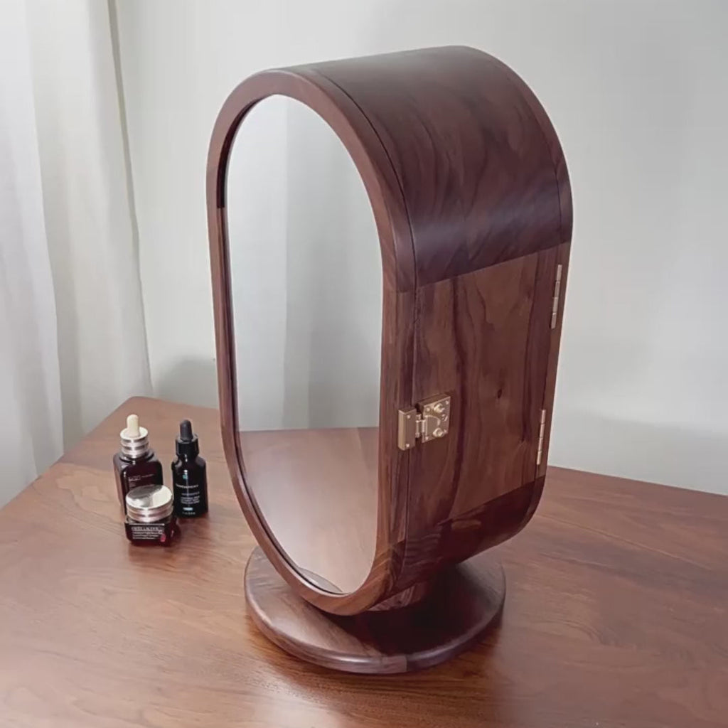 GZJSLOVE Rotating Five-Drawer Walnut Jewelry Cabinet - detail view 2