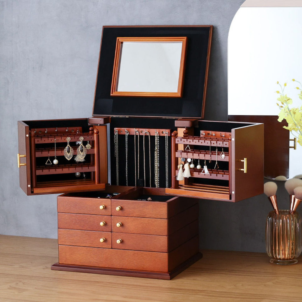 GZJSLOVE Large Four-Drawer Jewelry Cabinet with Earring Racks - detail view 2