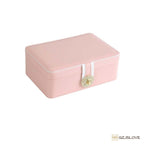 GZJSLOVE Two-Layer PU Leather Jewelry Box - pink closed view