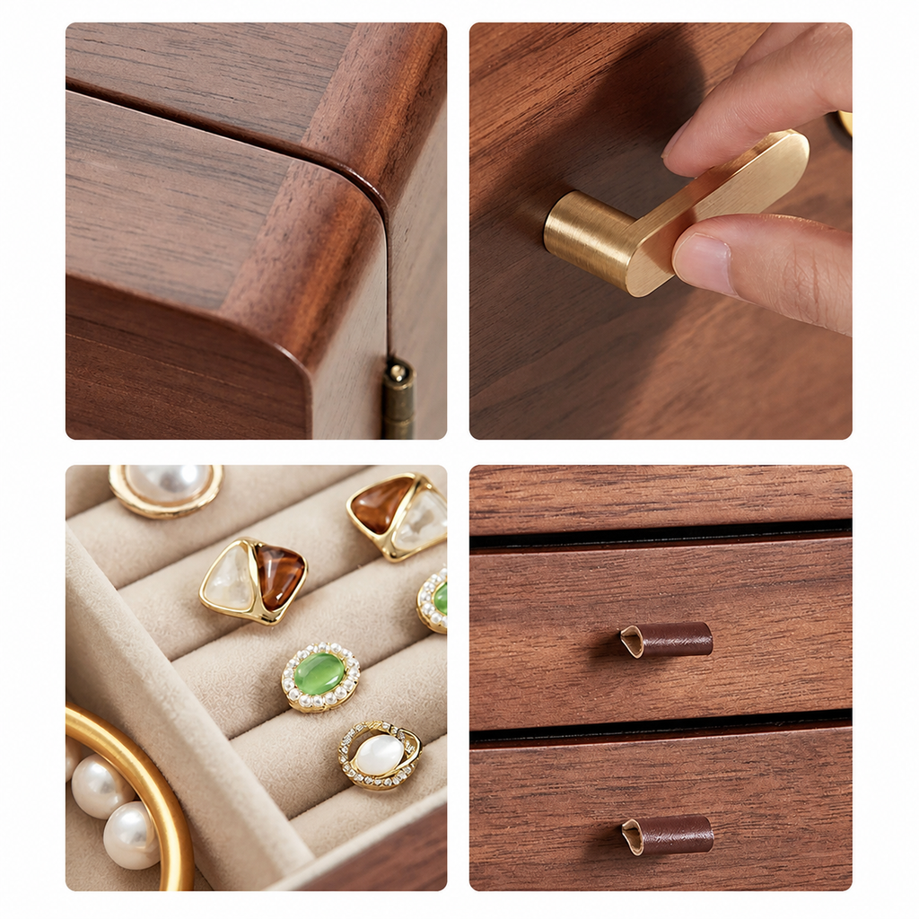 GZJSLOVE Anti-Tarnish Walnut Jewelry Box - product view 3