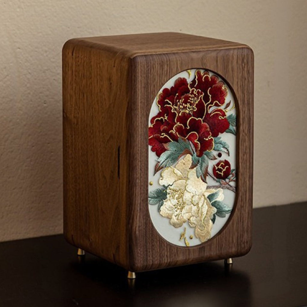 GZJSLOVE Embroidered Five-Drawer Walnut Jewelry Cabinet - detail view 3