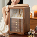 GZJSLOVE Rotating Five-Drawer Jewelry Cabinet with Mirror - detail view 3