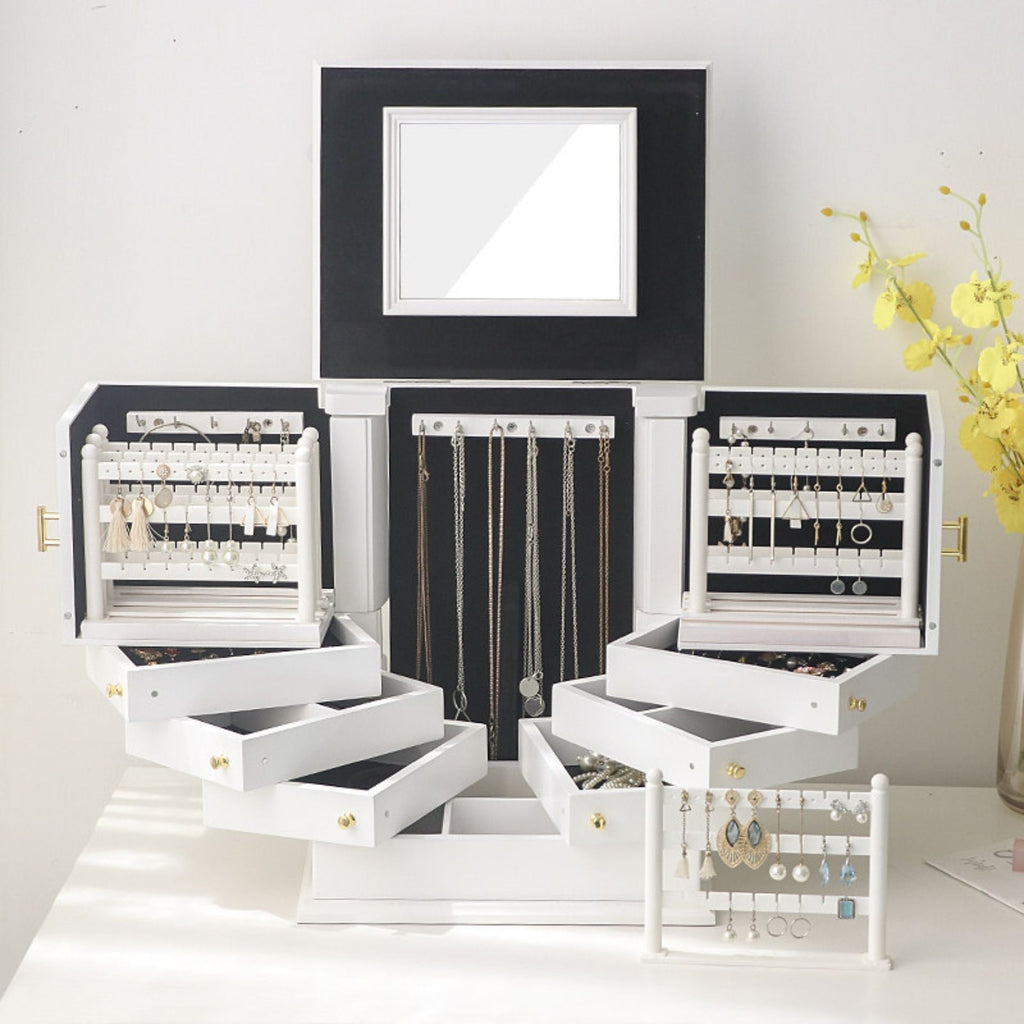 GZJSLOVE Large Four-Drawer Jewelry Cabinet with Earring Racks - detail view 3