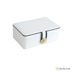 GZJSLOVE Two-Layer PU Leather Jewelry Box - white closed view