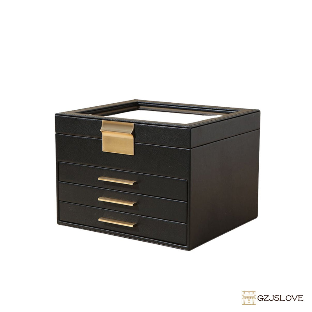 GZJSLOVE Four-Tier Three-Drawer PU Leather Jewelry Box - detail view 3