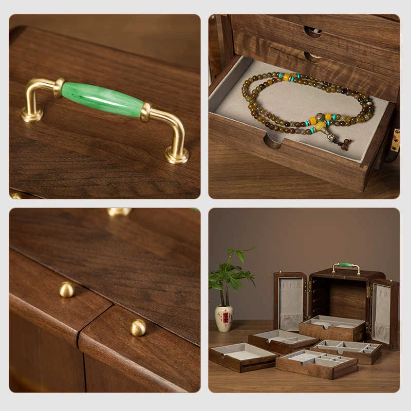 GZJSLOVE Butterfly Inlay Walnut Jewelry Cabinet - product view 4