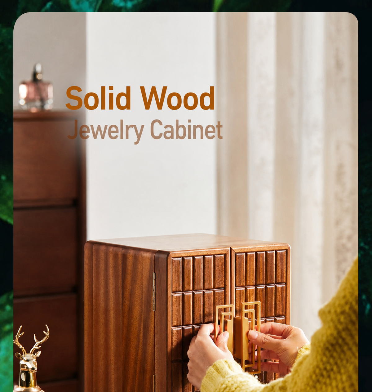 GZJSLOVE Double-Door Solid Wood Jewelry Cabinet - product view 4