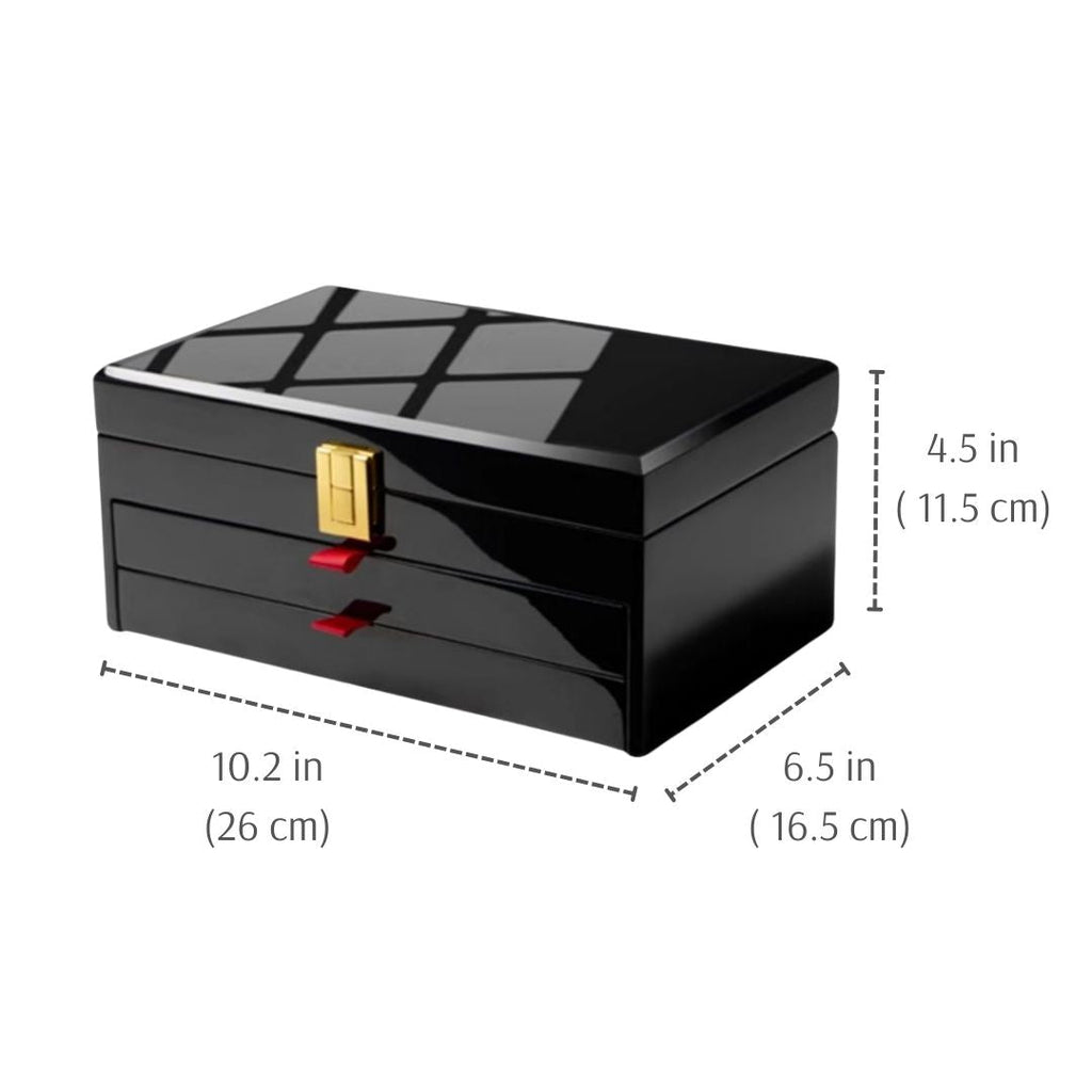 GZJSLOVE High-Gloss Two-Drawer Jewelry Box with Mirror - detail view 4