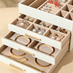 GZJSLOVE Four-Tier Three-Drawer PU Leather Jewelry Box - detail view 5