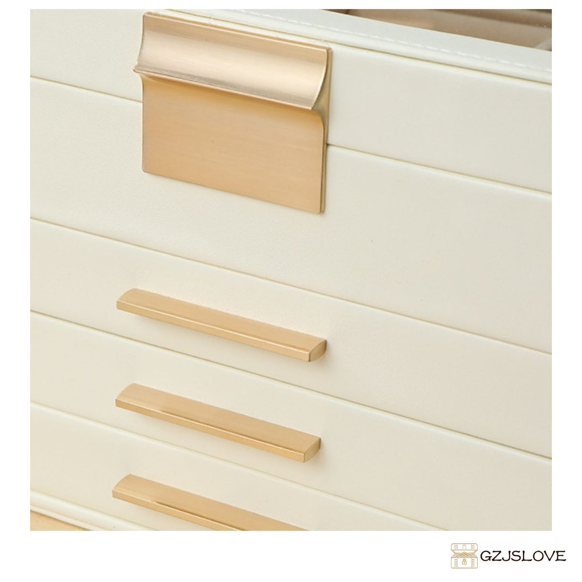 GZJSLOVE Four-Tier Three-Drawer PU Leather Jewelry Box - detail view 6