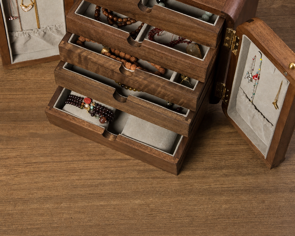 GZJSLOVE Butterfly Inlay Walnut Jewelry Cabinet - product view 7