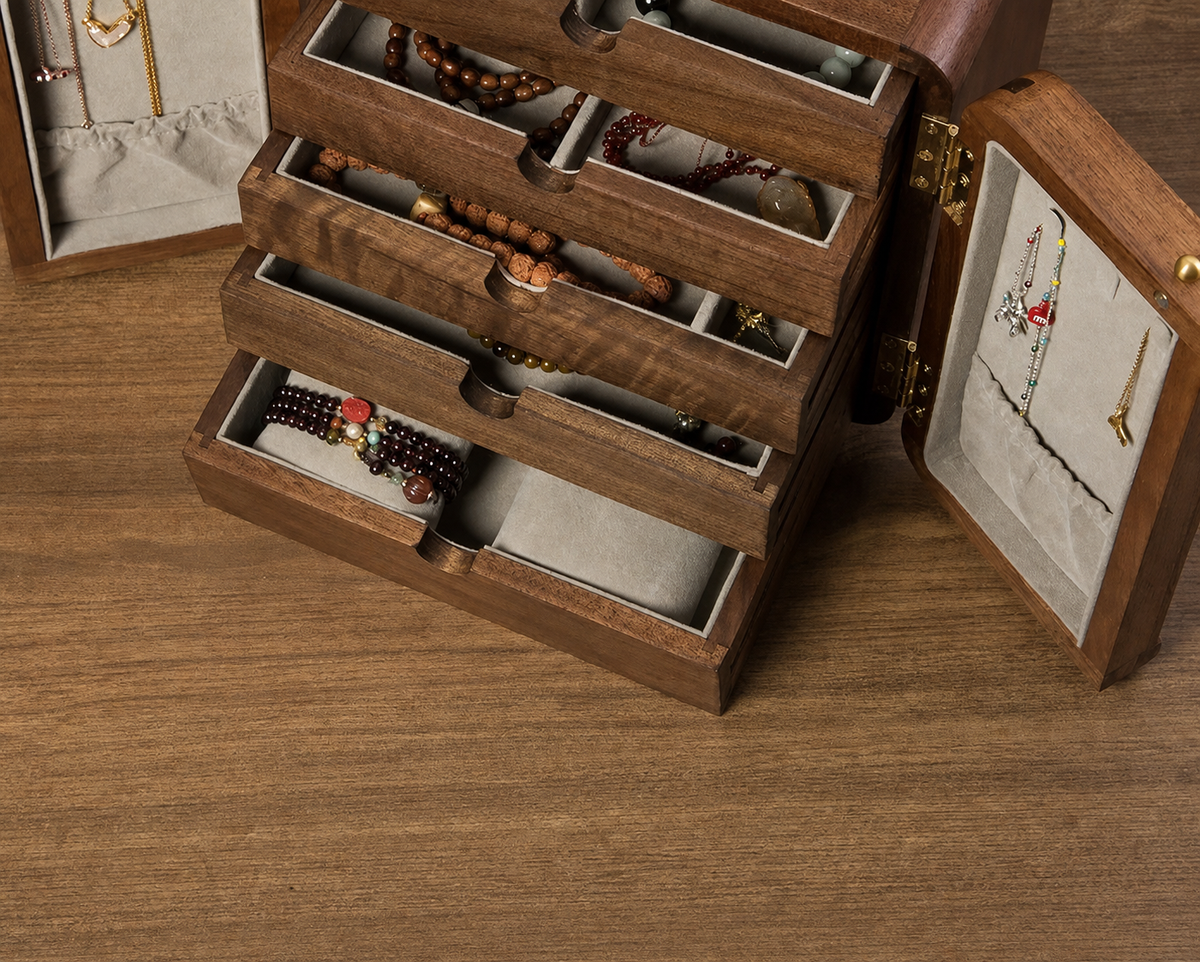 GZJSLOVE Butterfly Inlay Walnut Jewelry Cabinet - product view 7