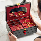 GZJSLOVE High-Gloss Two-Drawer Jewelry Box with Mirror - detail view 7
