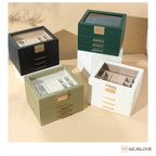 GZJSLOVE Four-Tier Three-Drawer PU Leather Jewelry Box - detail view 7
