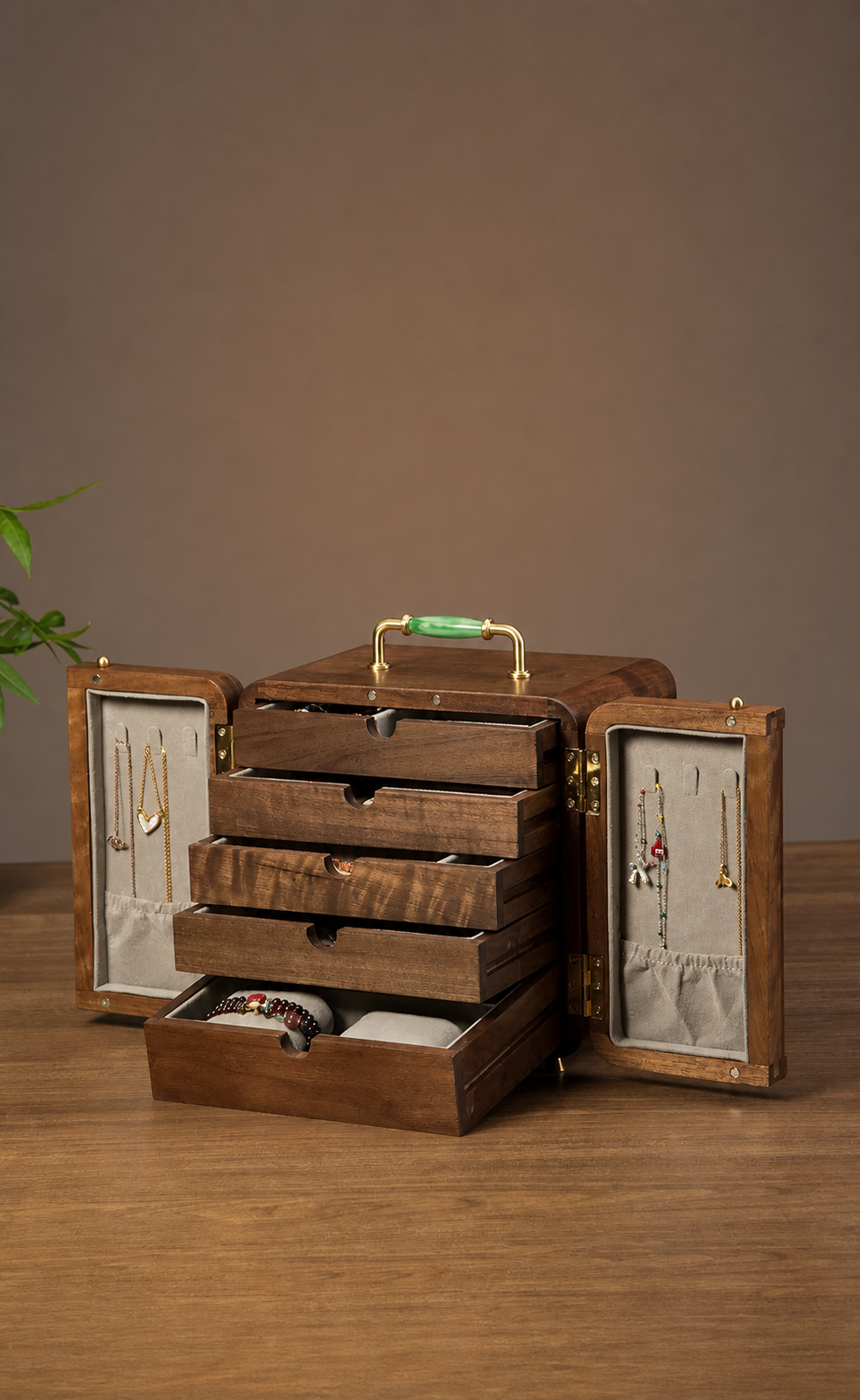 GZJSLOVE Butterfly Inlay Walnut Jewelry Cabinet - product view 8