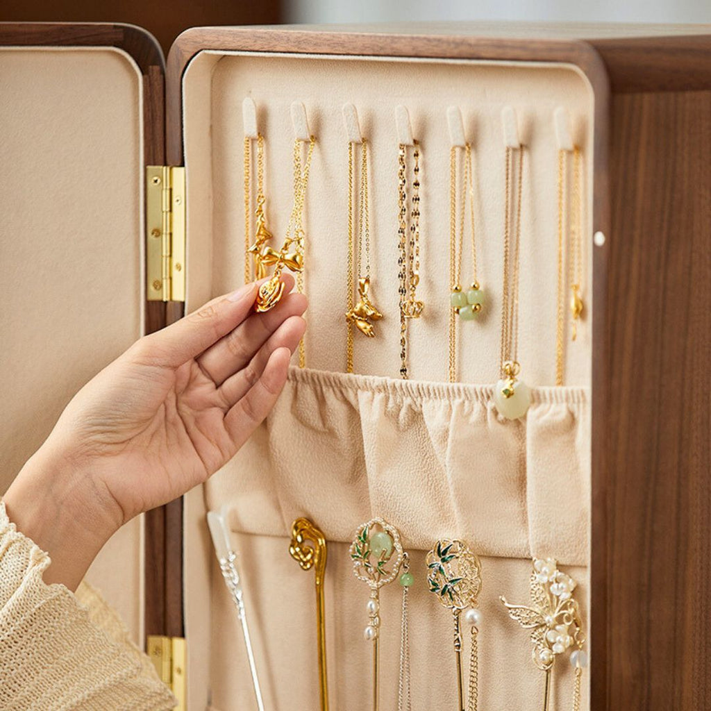 GZJSLOVE Rotating Five-Drawer Jewelry Cabinet with Mirror - detail view 8