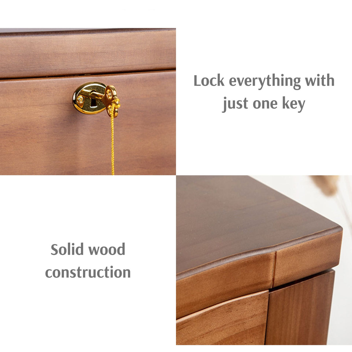 GZJSLOVE Lockable Seven-Tier Wooden Jewelry Cabinet - detail view 8