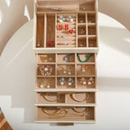 GZJSLOVE Four-Tier Three-Drawer PU Leather Jewelry Box - detail view 8