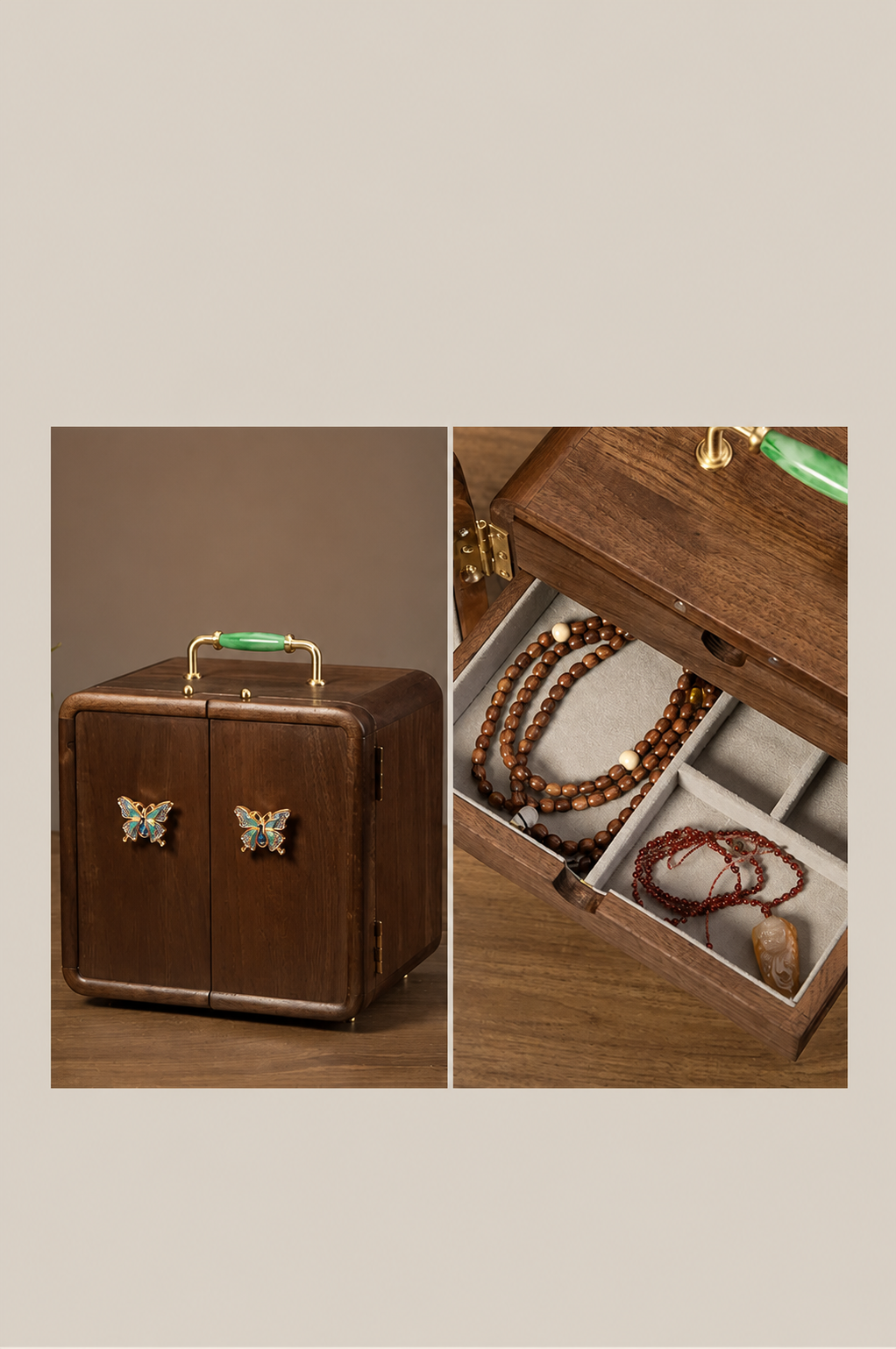 GZJSLOVE Butterfly Inlay Walnut Jewelry Cabinet - product view 9