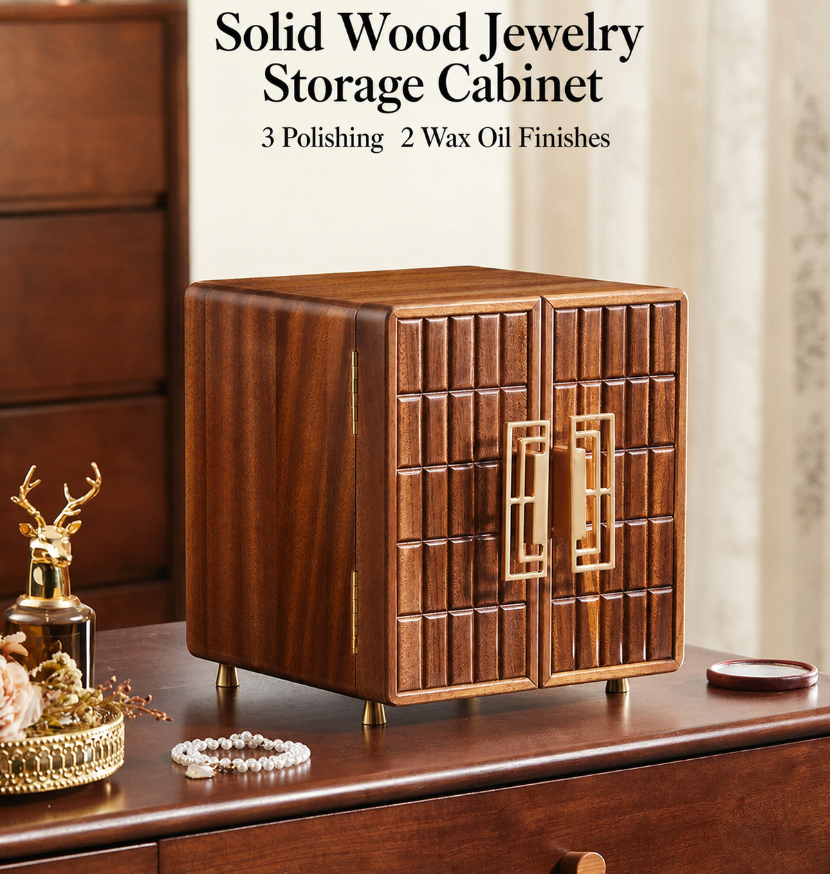 GZJSLOVE Double-Door Solid Wood Jewelry Cabinet - product view 9
