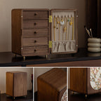 GZJSLOVE Embroidered Five-Drawer Walnut Jewelry Cabinet - detail view 9