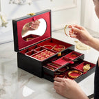 GZJSLOVE High-Gloss Two-Drawer Jewelry Box with Mirror - detail view 9