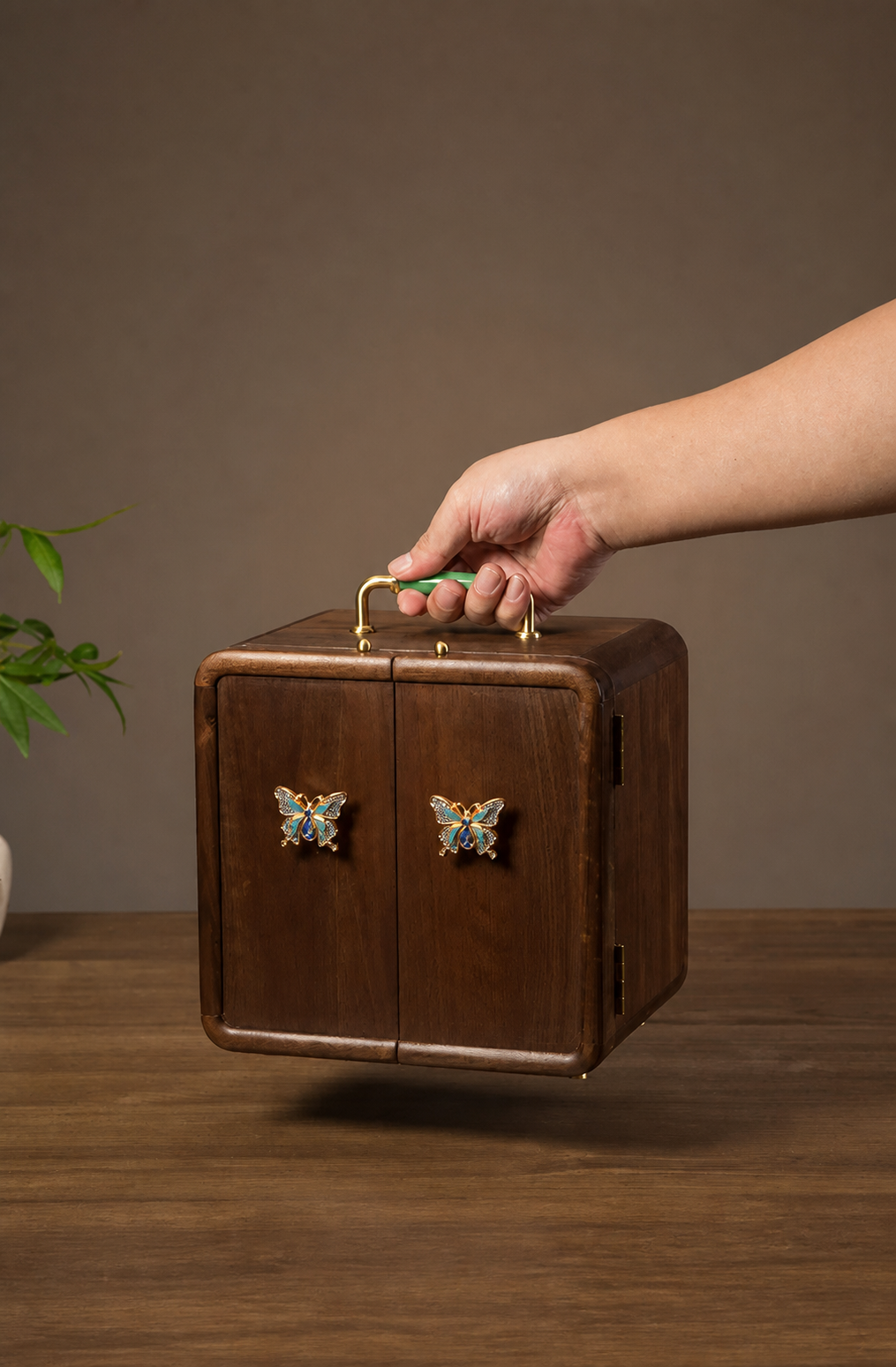 GZJSLOVE Butterfly Inlay Walnut Jewelry Cabinet - product view 10
