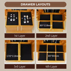 GZJSLOVE Large Four-Drawer Jewelry Cabinet with Earring Racks - detail view 10