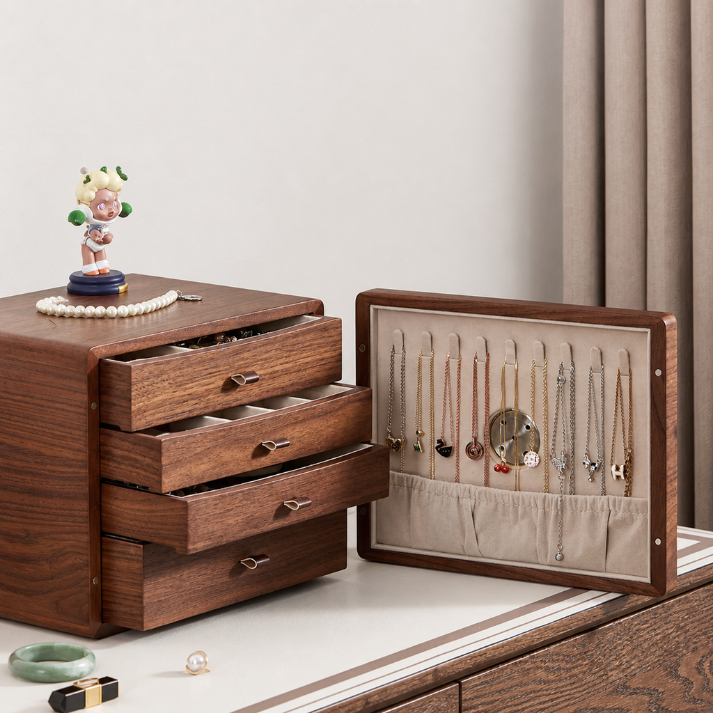 GZJSLOVE Anti-Tarnish Walnut Jewelry Box - product view 11