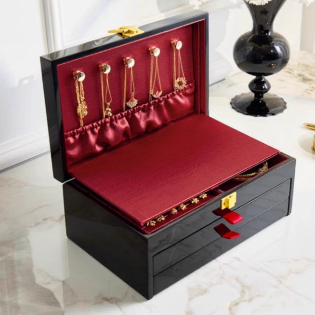 GZJSLOVE High-Gloss Two-Drawer Jewelry Box with Mirror - detail view 11