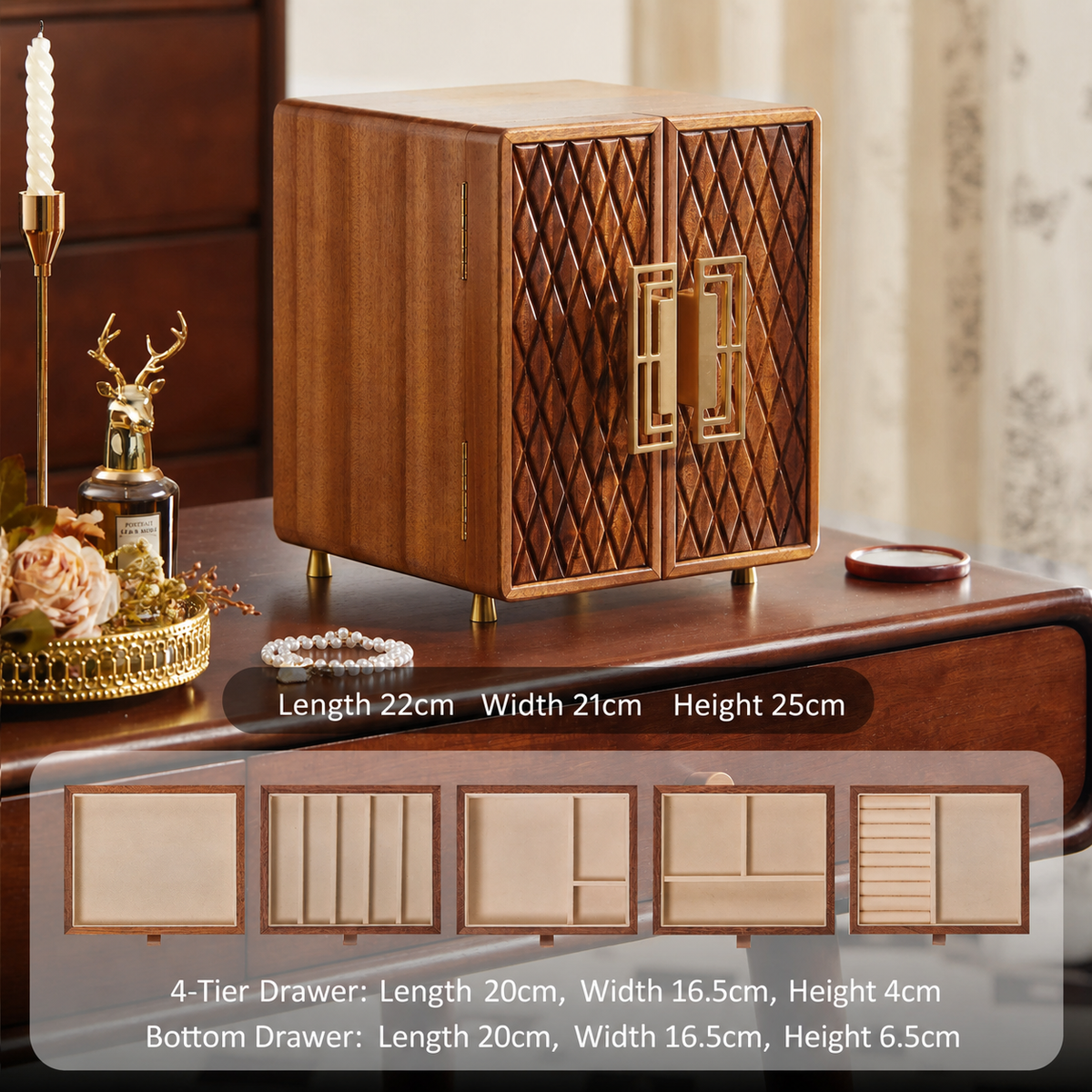 GZJSLOVE Double-Door Solid Wood Jewelry Cabinet - product view 12