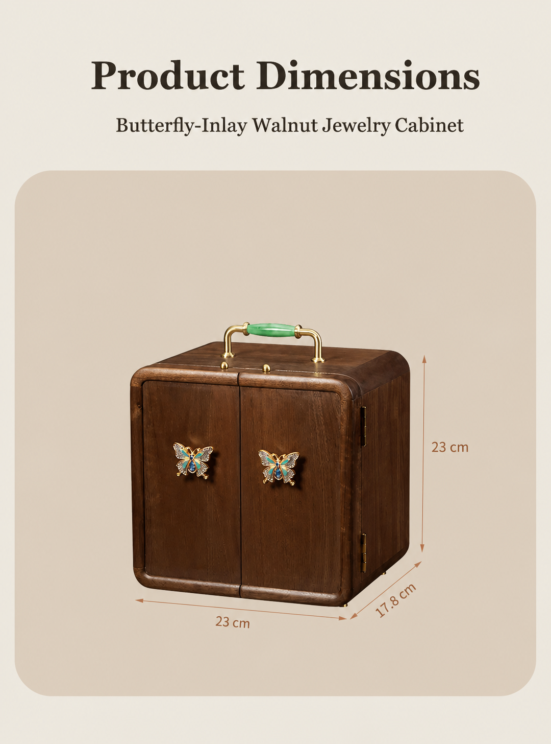 GZJSLOVE Butterfly Inlay Walnut Jewelry Cabinet - product view 14