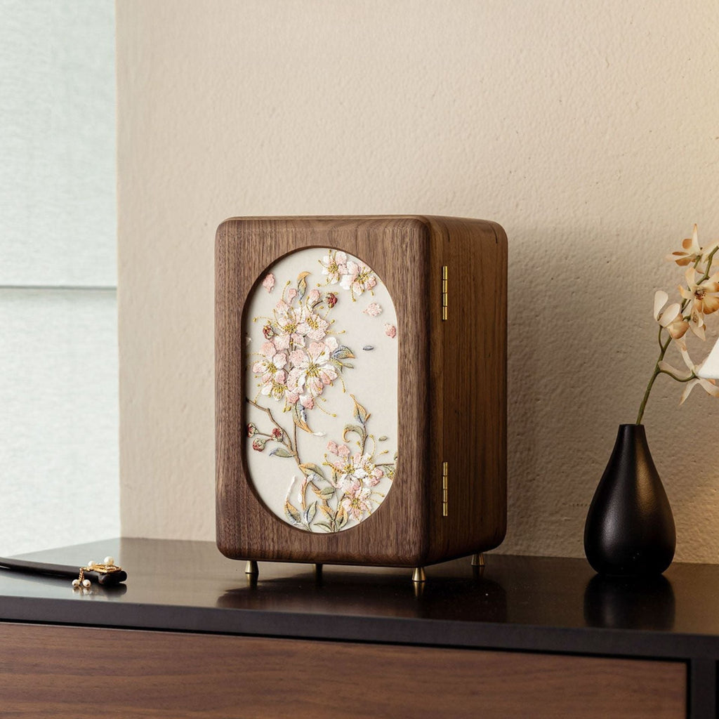 GZJSLOVE Embroidered Five-Drawer Walnut Jewelry Cabinet - detail view 14