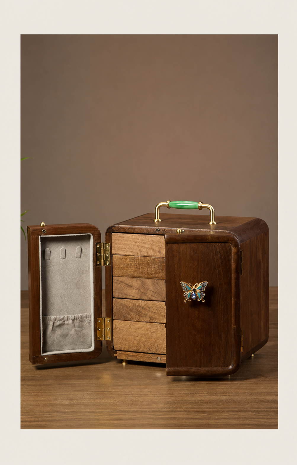 GZJSLOVE Butterfly Inlay Walnut Jewelry Cabinet - product view 15
