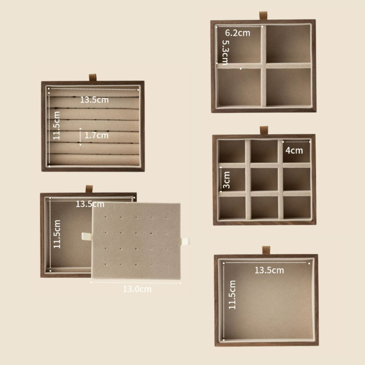 GZJSLOVE Embroidered Five-Drawer Walnut Jewelry Cabinet - detail view 15