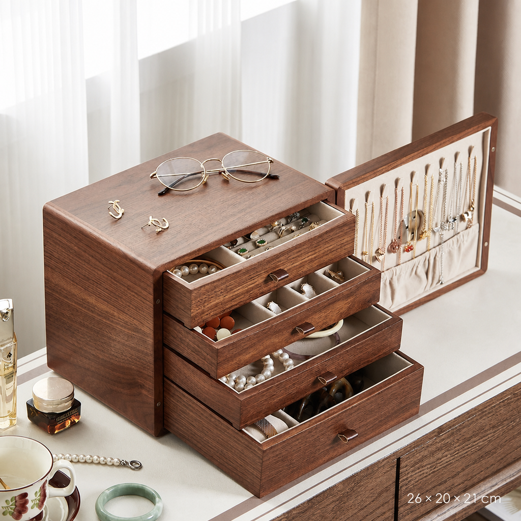 GZJSLOVE Anti-Tarnish Walnut Jewelry Box - product view 20