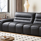Modish Solid Color Stain Resistant Standard Sofa in Midnight Black Pu Leather, Seats 4/Seats 3/2-seater with 2 Pillows