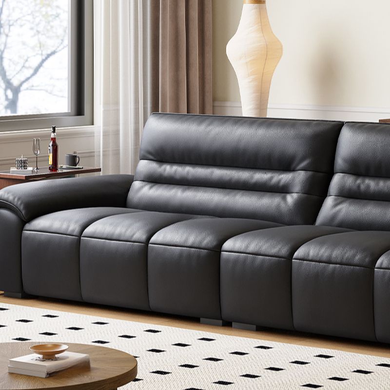 Modish Solid Color Stain Resistant Standard Sofa in Midnight Black Pu Leather, Seats 4/Seats 3/2-seater with 2 Pillows
