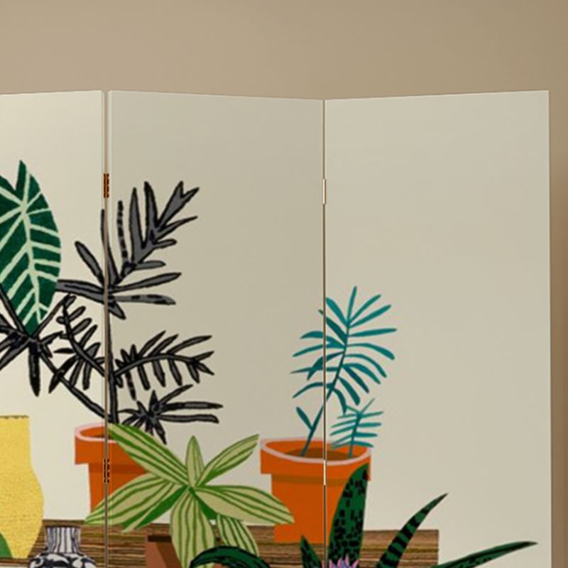 Multicolor Opaque Natural Wood Screen Divider with Fold-up Double Sided Print and Independent 5 Panels/4 Panels/3 Panels