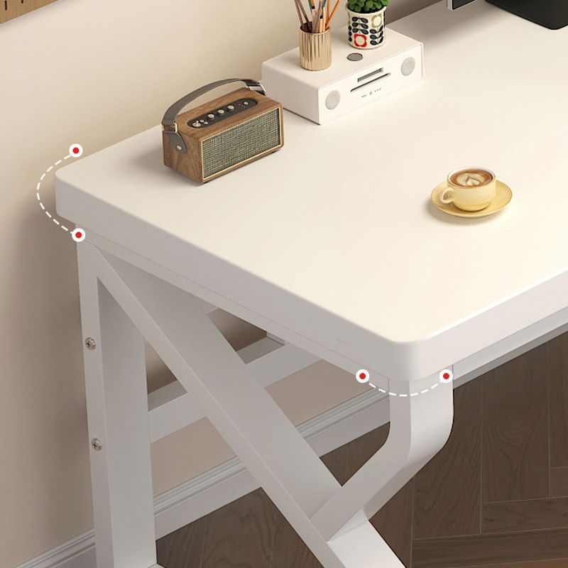 Casual Writing Desk with Easy Assembly and Odor Resistant Features, Sleigh Base in Chalk/Sepia/Natural, Unattached Installation, Engineered Wood Top