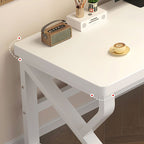 Casual Writing Desk with Easy Assembly and Odor Resistant Features, Sleigh Base in Chalk/Sepia/Natural, Unattached Installation, Engineered Wood Top