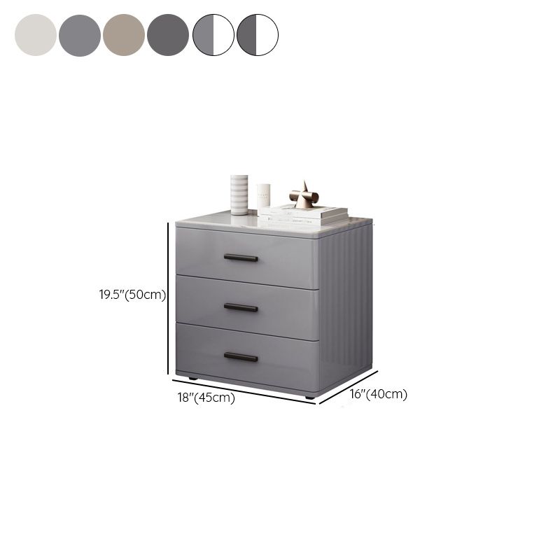 Modish Nightstand With 3 Drawers and Lumber/Stone Countertop, Featuring Leg