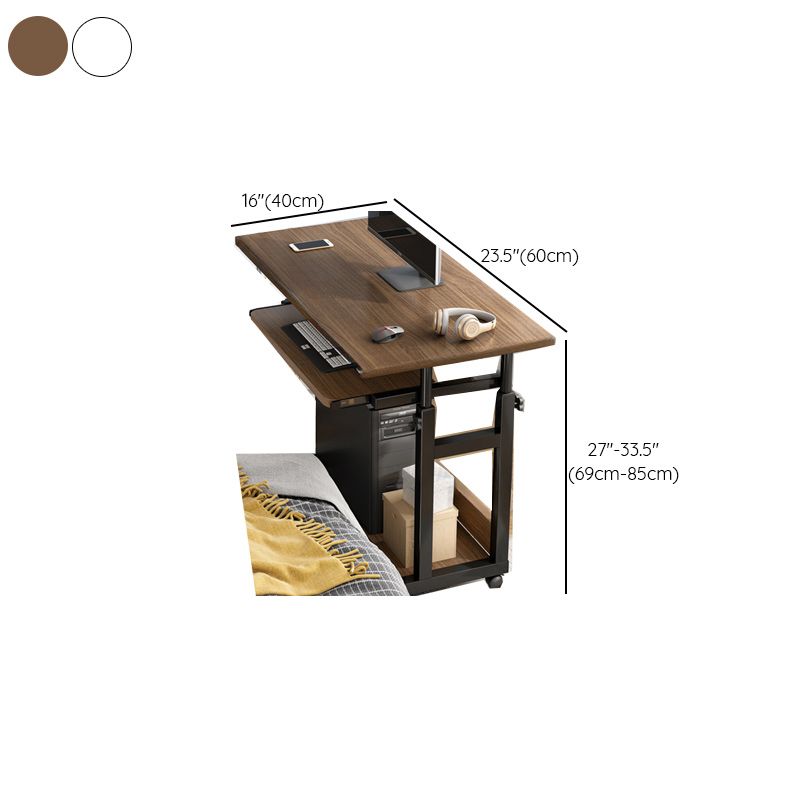 Casual Wood Stand Vertical Adaptable Height Laptop Cart with Wheels